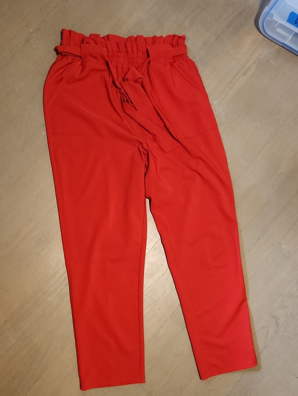 Grace Karin Red Paperbag Waist Ankle Pants